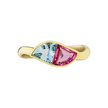 Aquamarine & Rose Tourmaline ring